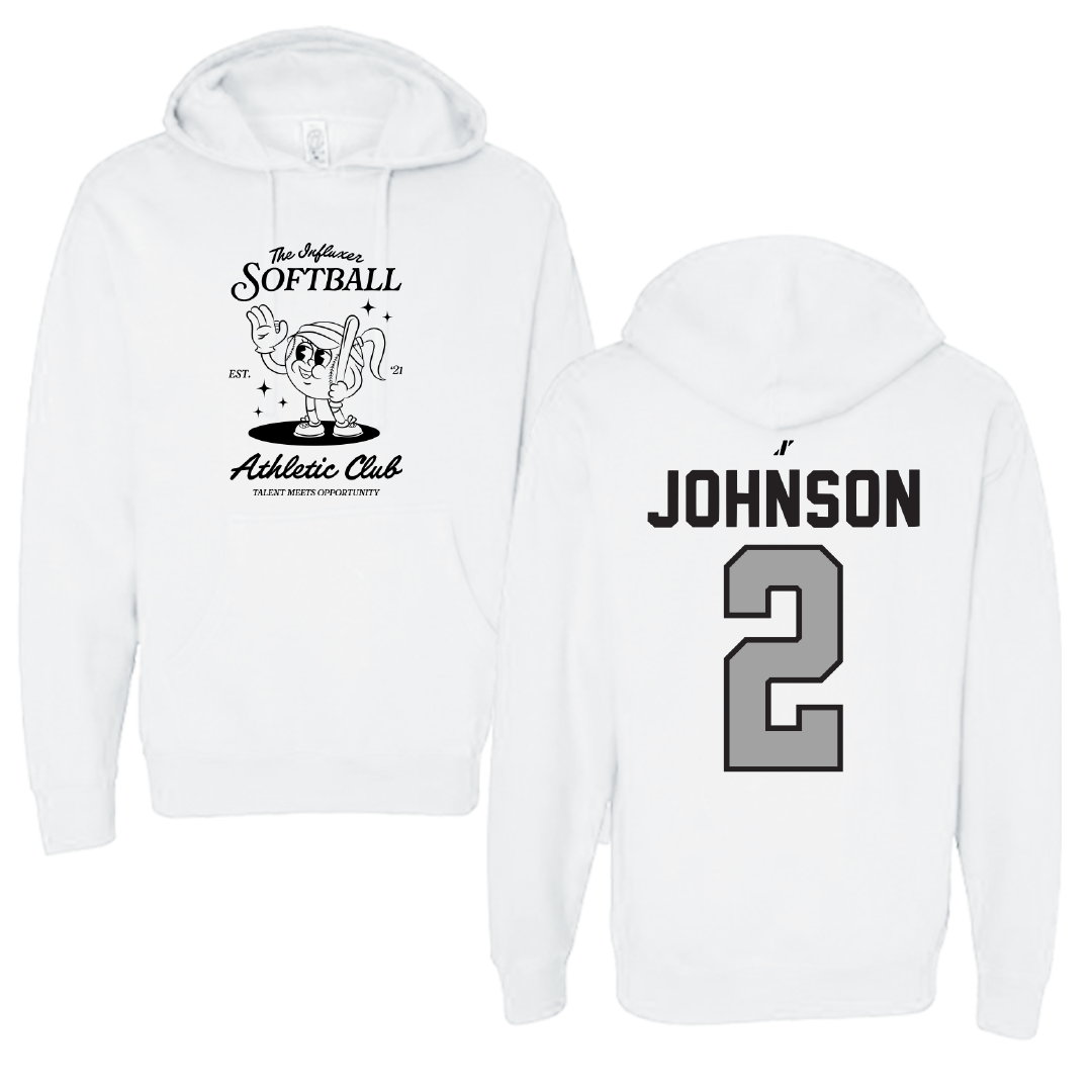 Softball White Influxer Athletic Club Hoodie - #2 Maddy Johnson