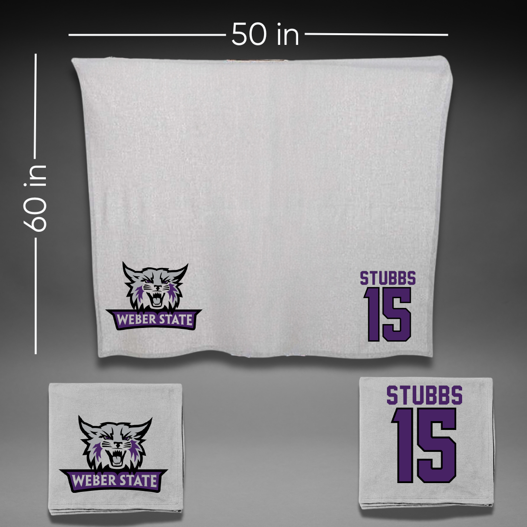 Weber State University Basketball Gray Blanket - #15 Japrix Stubbs