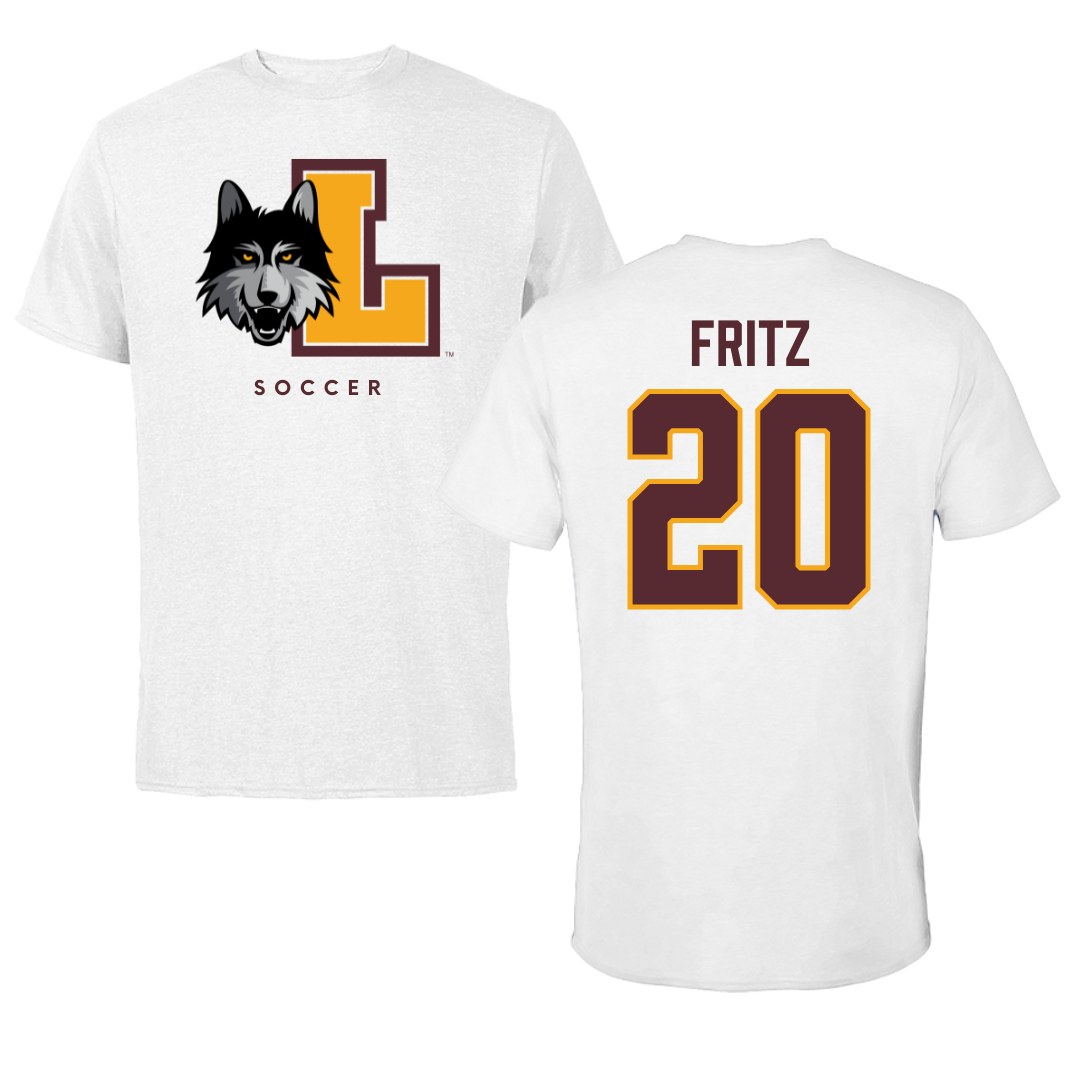 Loyola University-Chicago Soccer White Performance Tee - #20 Isabella Fritz