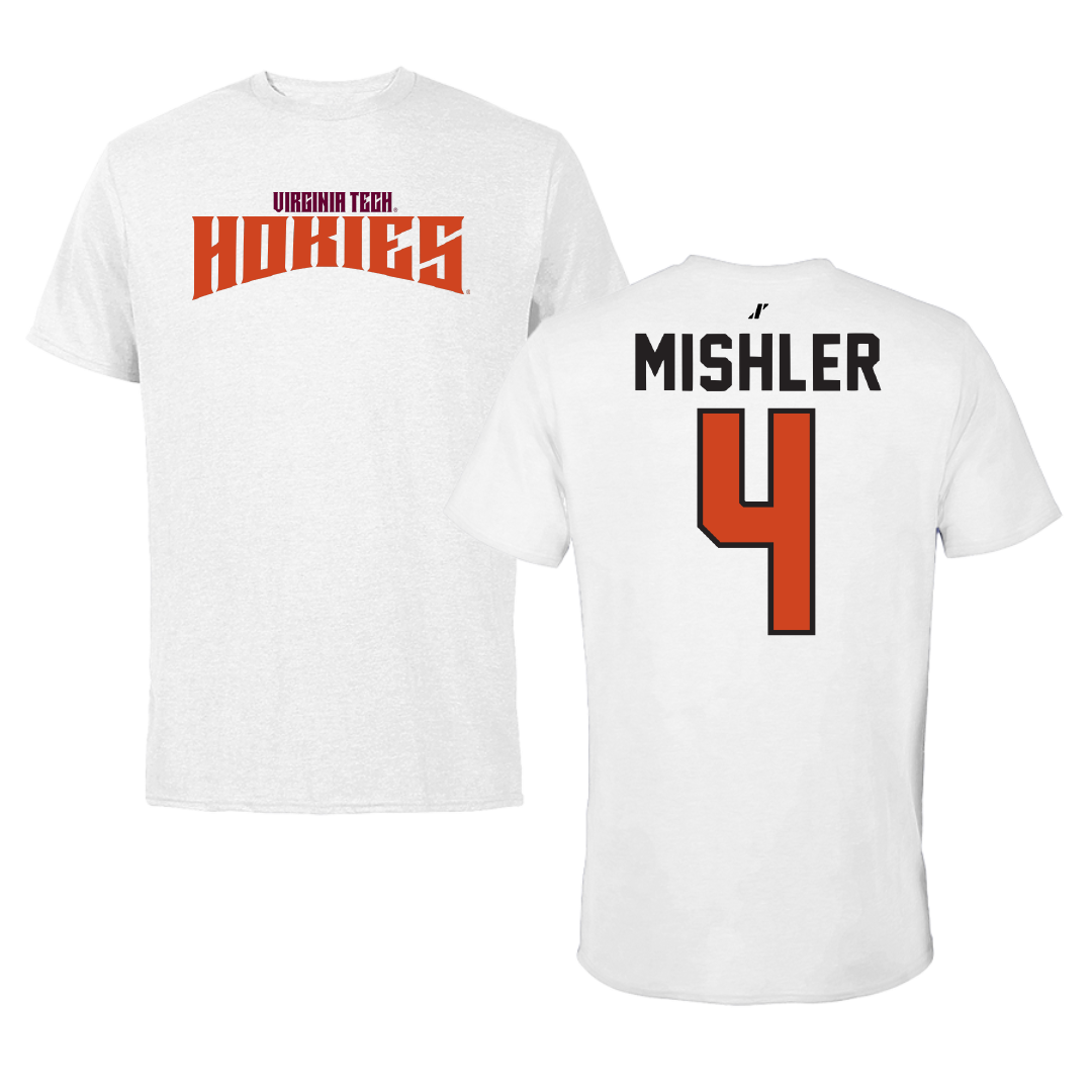 Virginia Tech Volleyball White Classic Performance Tee - #4 Izzy Mishler
