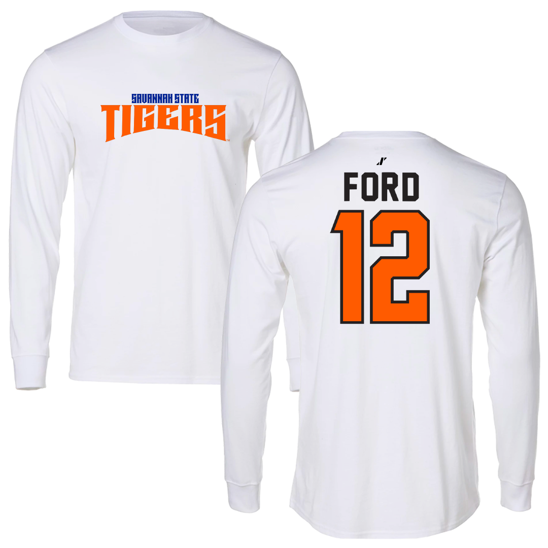 Savannah State University Softball White Classic Long Sleeve - #12 Neveah Ford