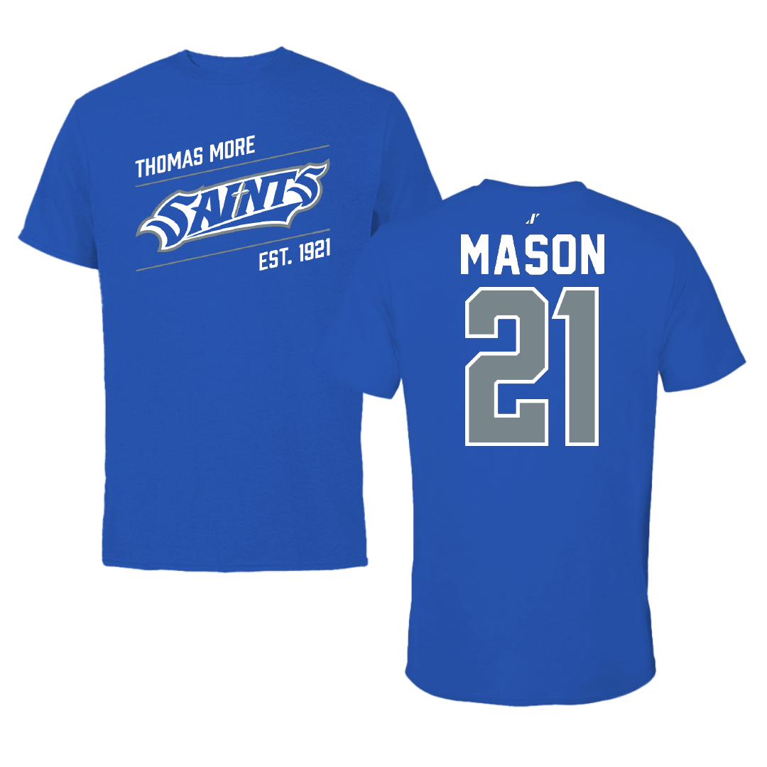 Thomas More University Football Blue General Tee - #21 Zion Mason