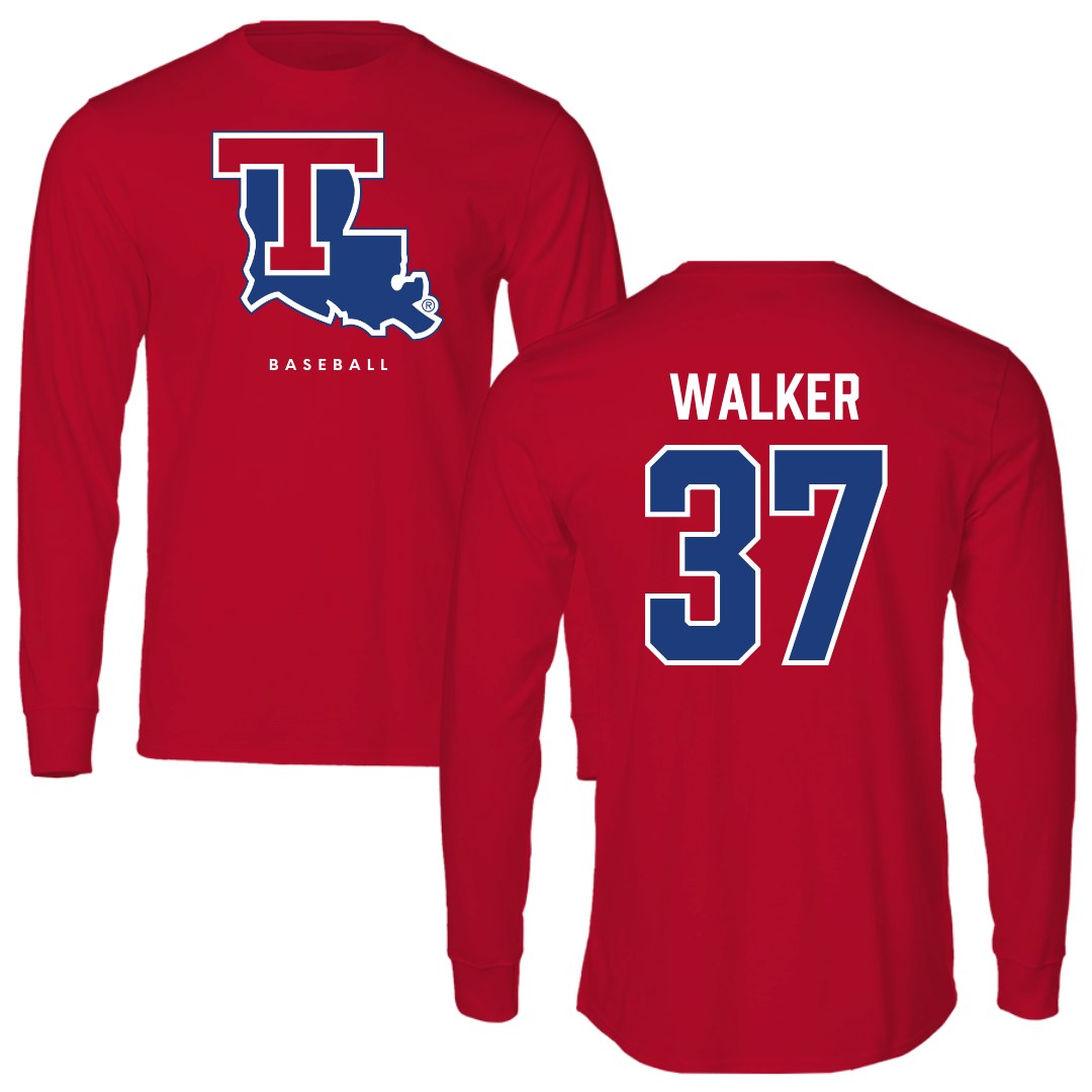 Louisiana Tech University Baseball Red Performance Long Sleeve - #37 Brodey Walker