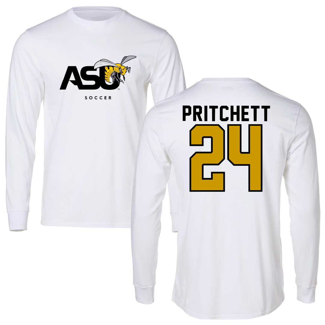 Alabama State University Soccer White Long Sleeve - #24 Ania Pritchett