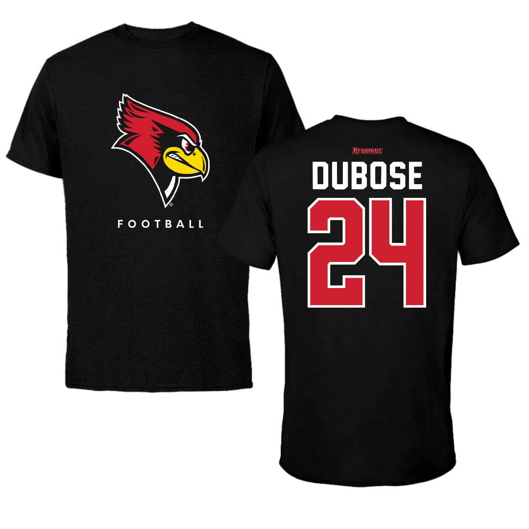 Illinois State University Football Black Tee - #24 Doreon Dubose