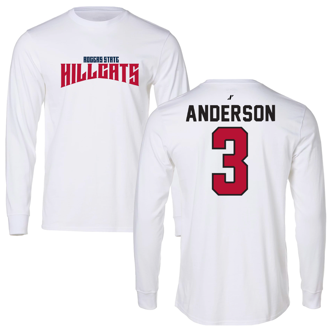 Rogers State University Basketball White Classic Long Sleeve - #3 Jabryn Anderson