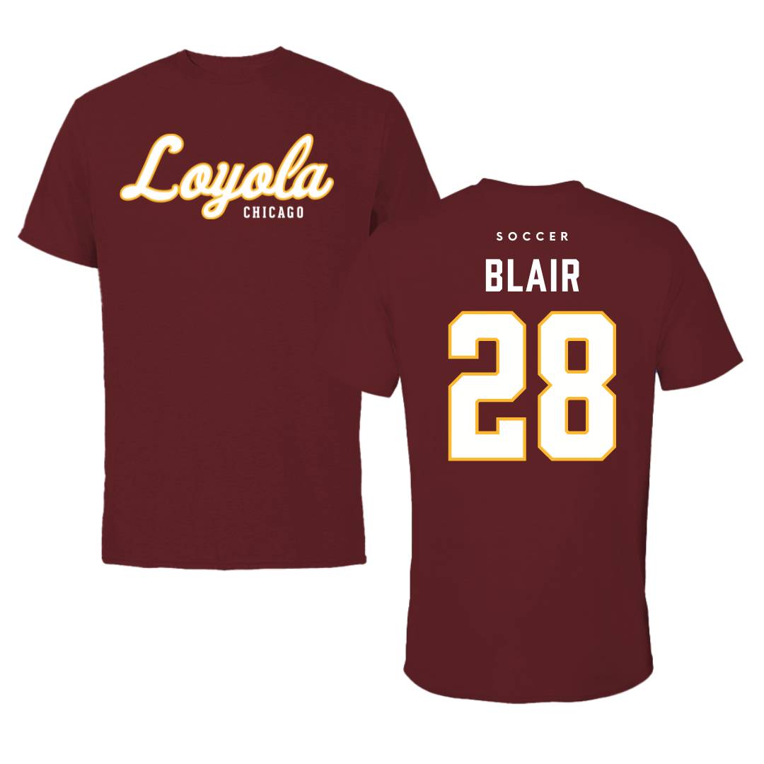 Loyola University-Chicago Soccer Maroon Loyola Tee - #28 Quinten Blair