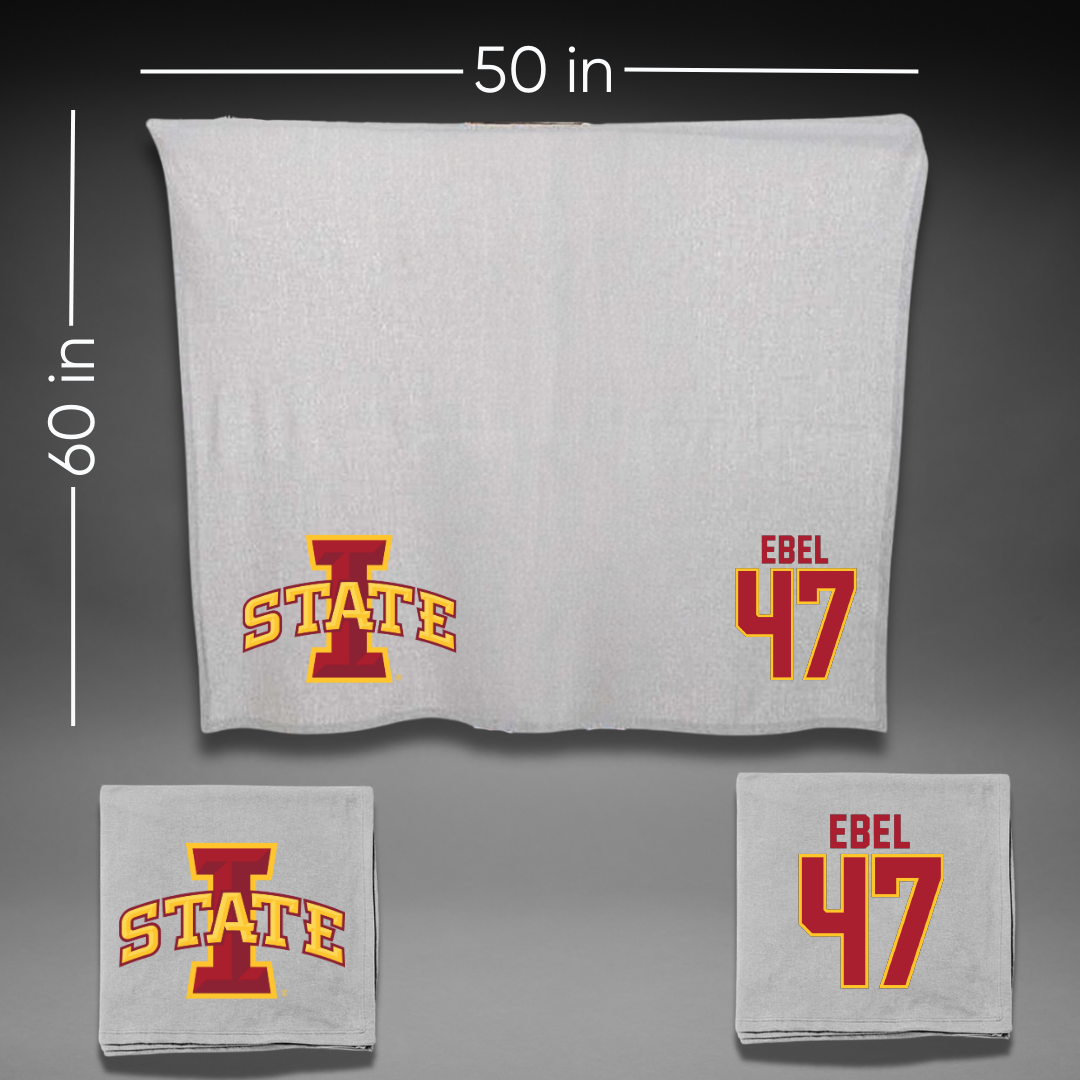 Iowa State University Football Gray Blanket - #47 Kooper Ebel