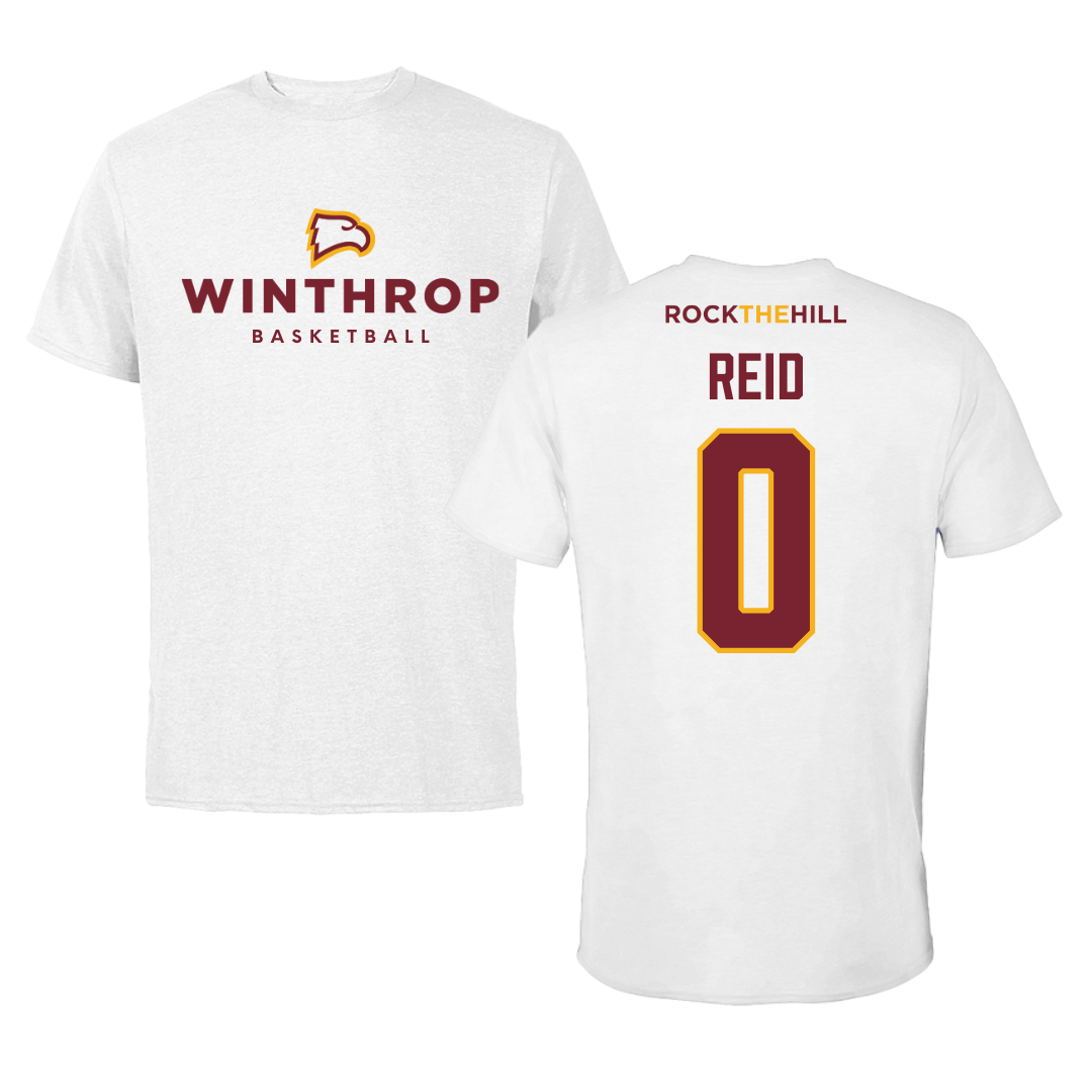 Winthrop University Basketball White Tee - #0 Ar'Mani Reid