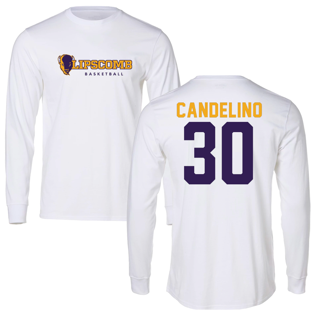 Lipscomb University Basketball White Performance Long Sleeve - #30 Ross Candelino