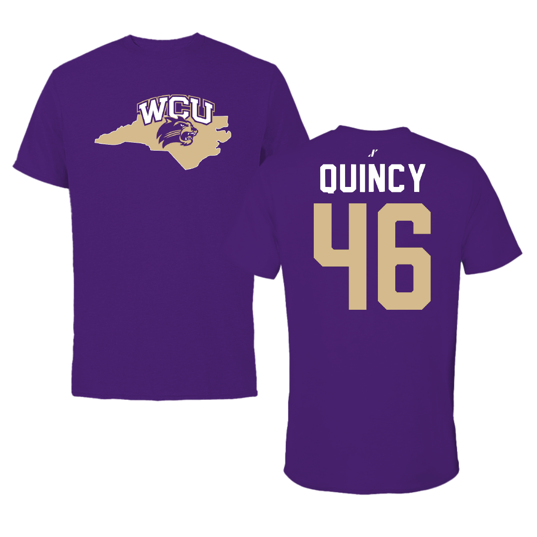 Western Carolina University Baseball Purple State Tee - #46 Adam Quincy