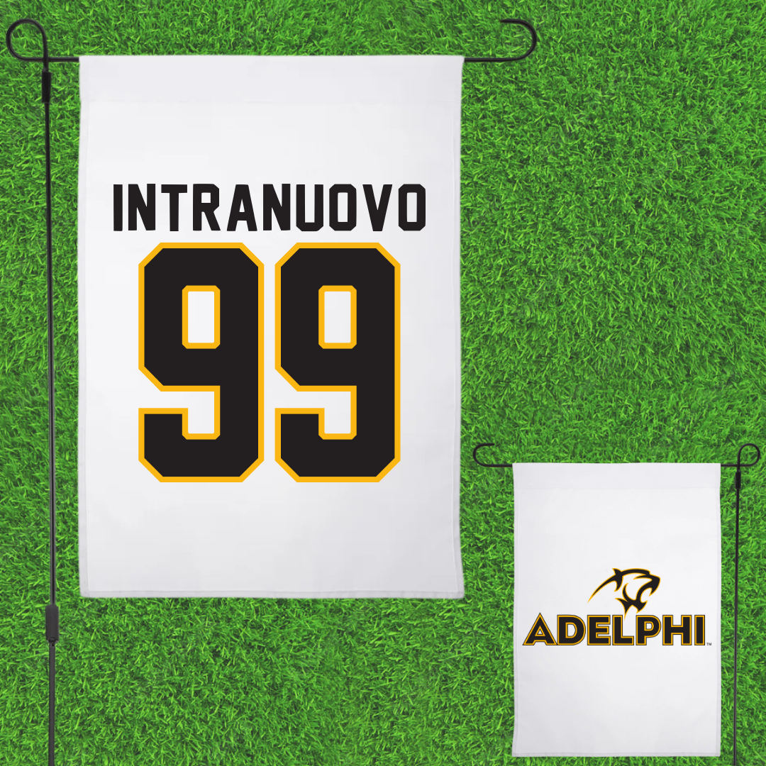 Adelphi University Soccer White Garden Flag - #99 Gianluca Intranuovo