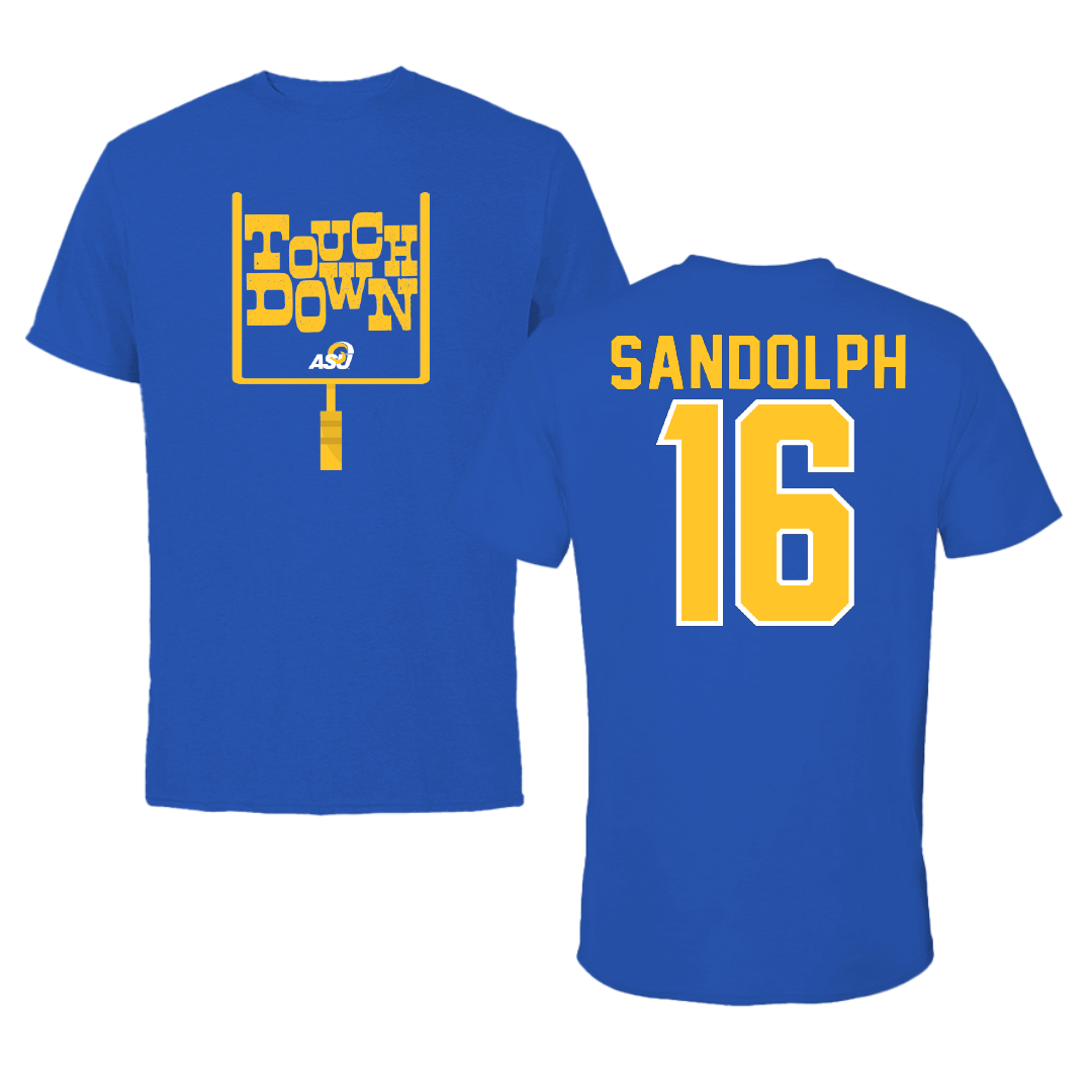 Angelo State University Football Blue Touchdown Tee - #16 Corey Sandolph