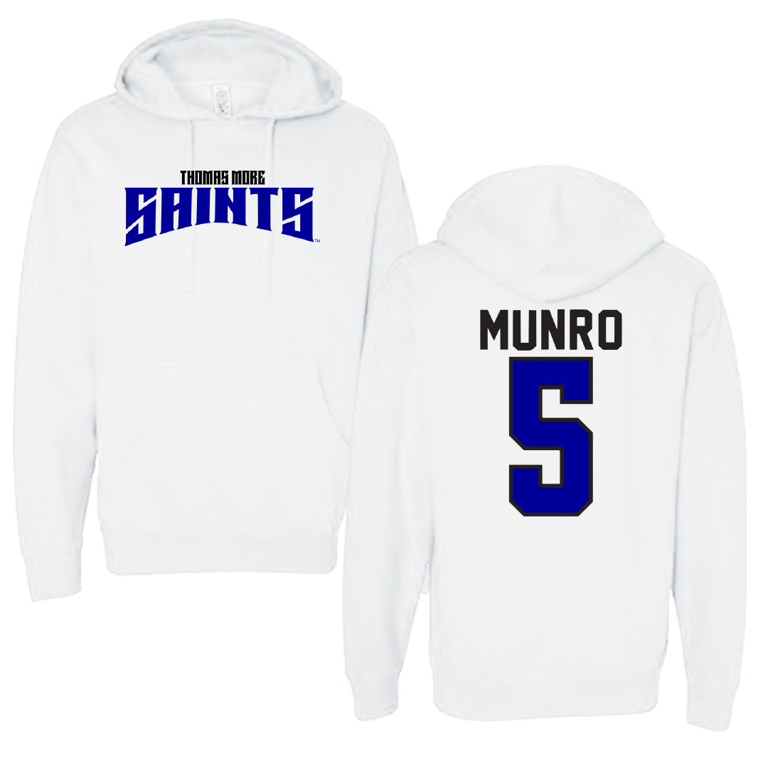 Thomas More University Soccer White Classic Hoodie - #5 Xavier Munro