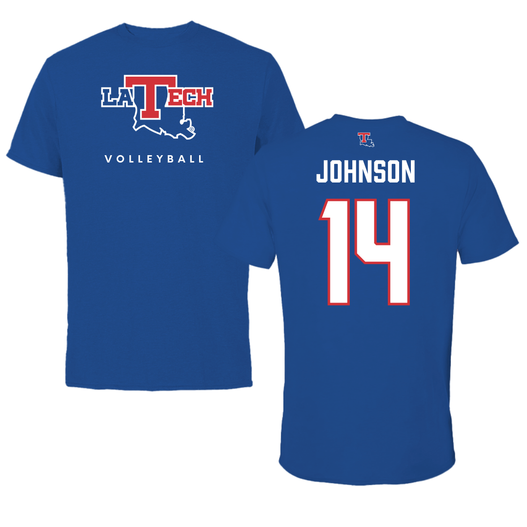 Louisiana Tech University Volleyball True Royal Performance Tee - #14 McKenzie Johnson