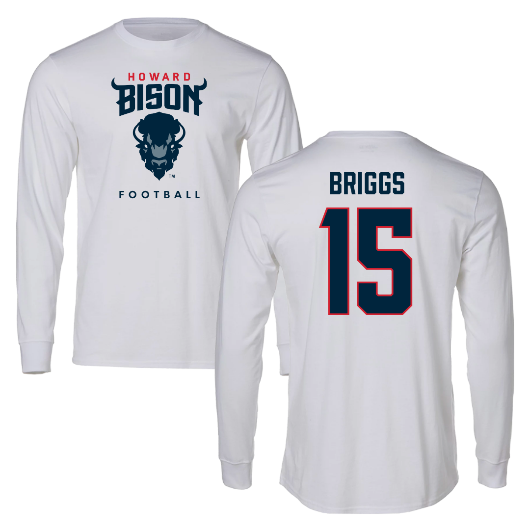 Howard University Football White Long Sleeve - #15 Savan Briggs