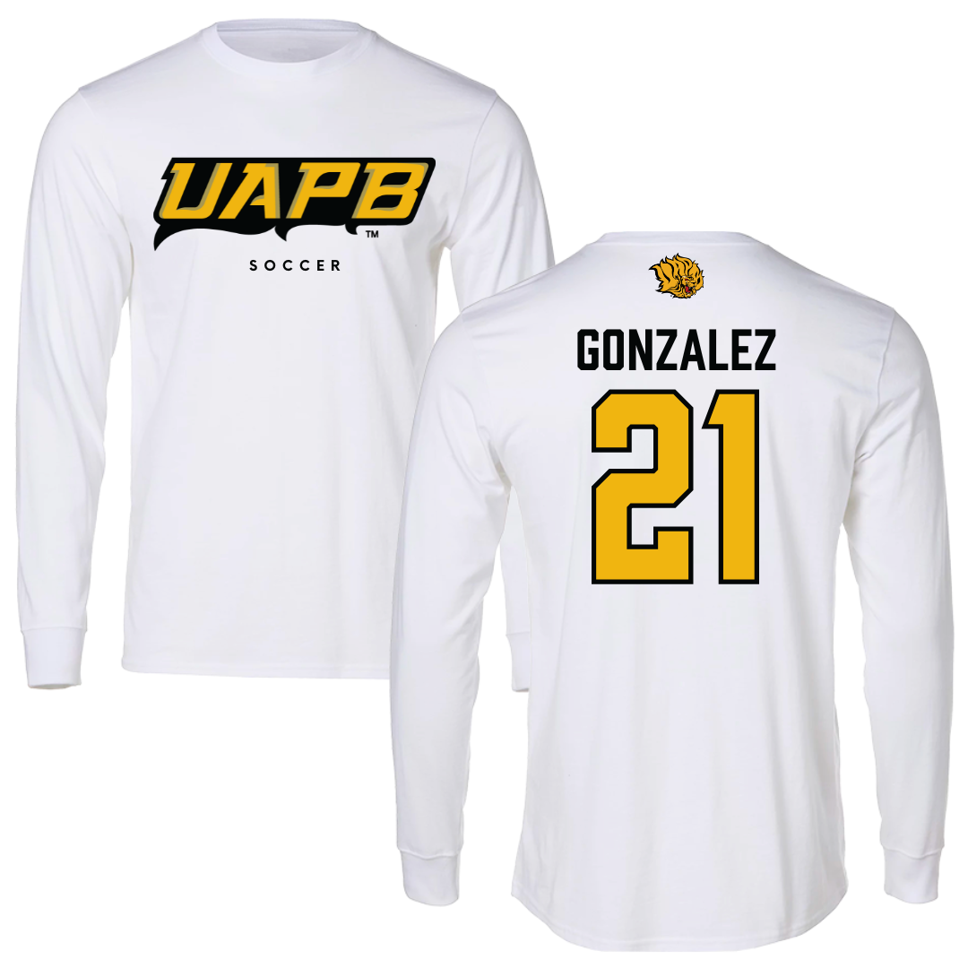 University of Arkansas-Pine Bluff Soccer White Performance Long Sleeve - #21 Brooke Gonzalez