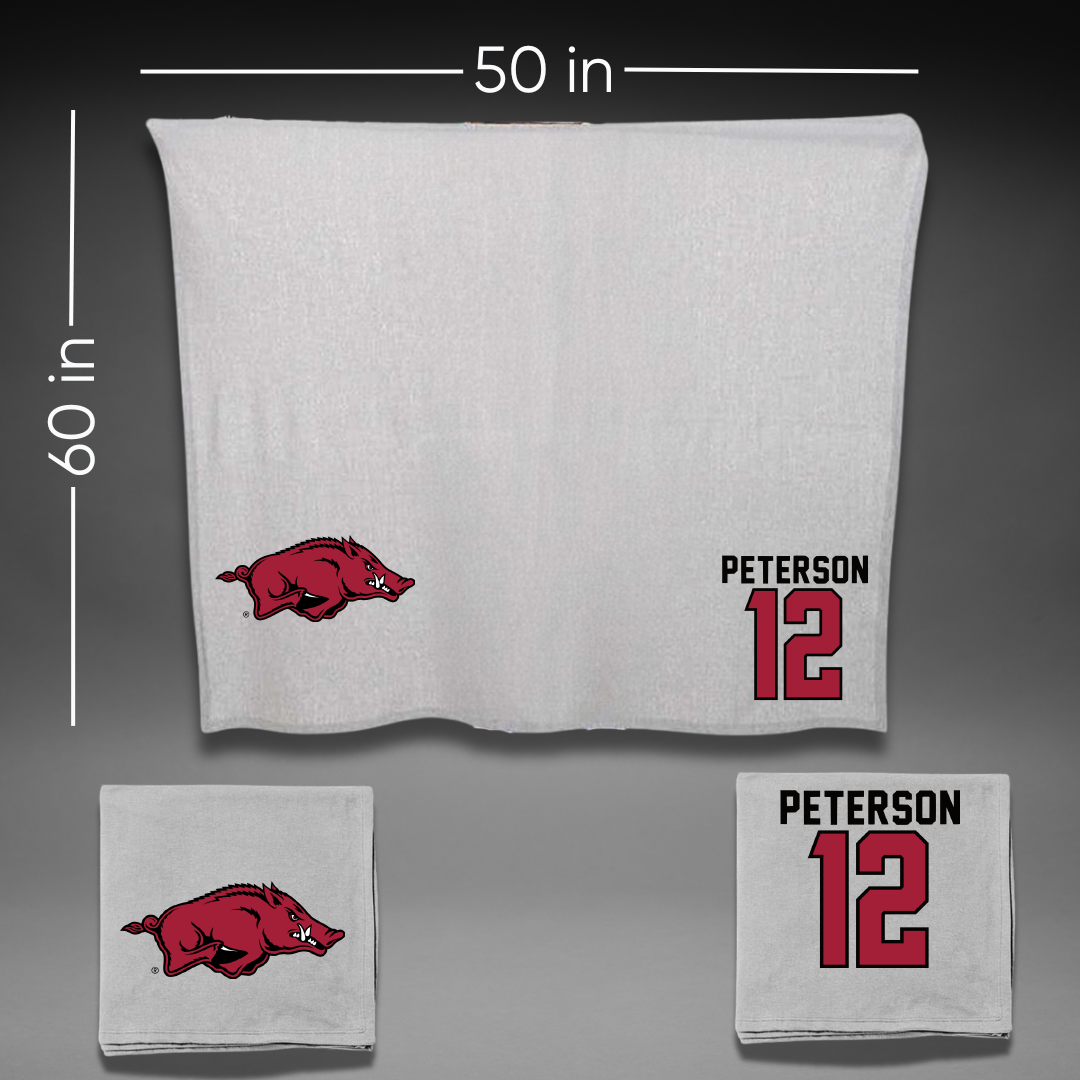 University of Arkansas Baseball Gray Blanket - #12 Elliott Peterson
