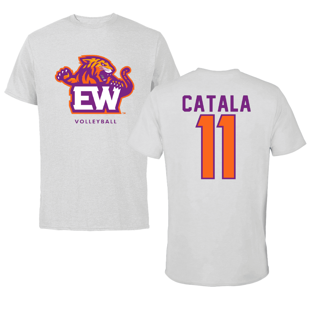 Edward Waters University Volleyball Light Gray Performance Tee - #11 Malena Catala