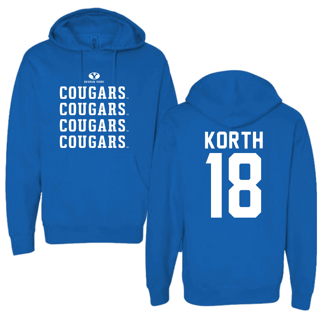 Brigham Young University Softball Blue General Hoodie - #18 Kaysen Korth
