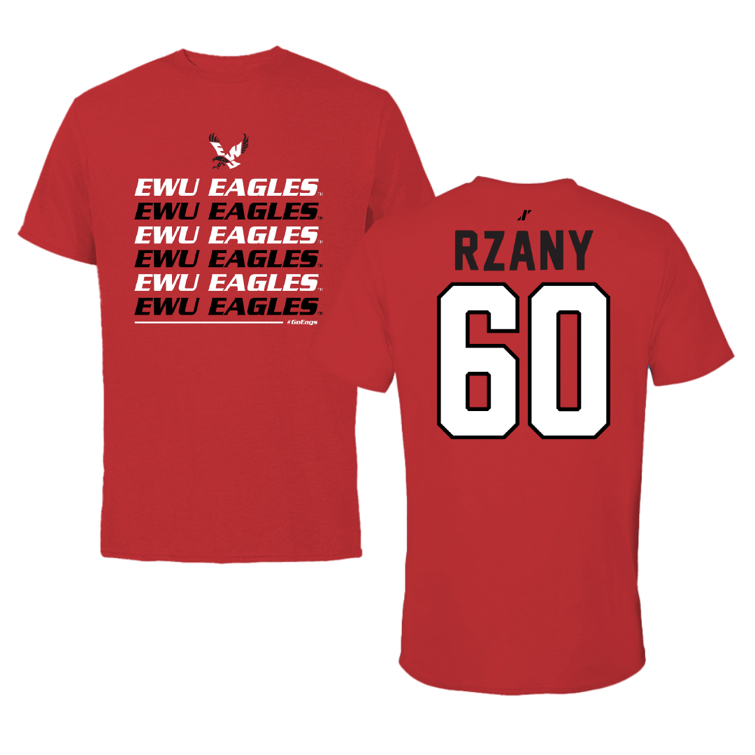 Eastern Washington University Football Red General Tee - #60 Gabriel Rzany