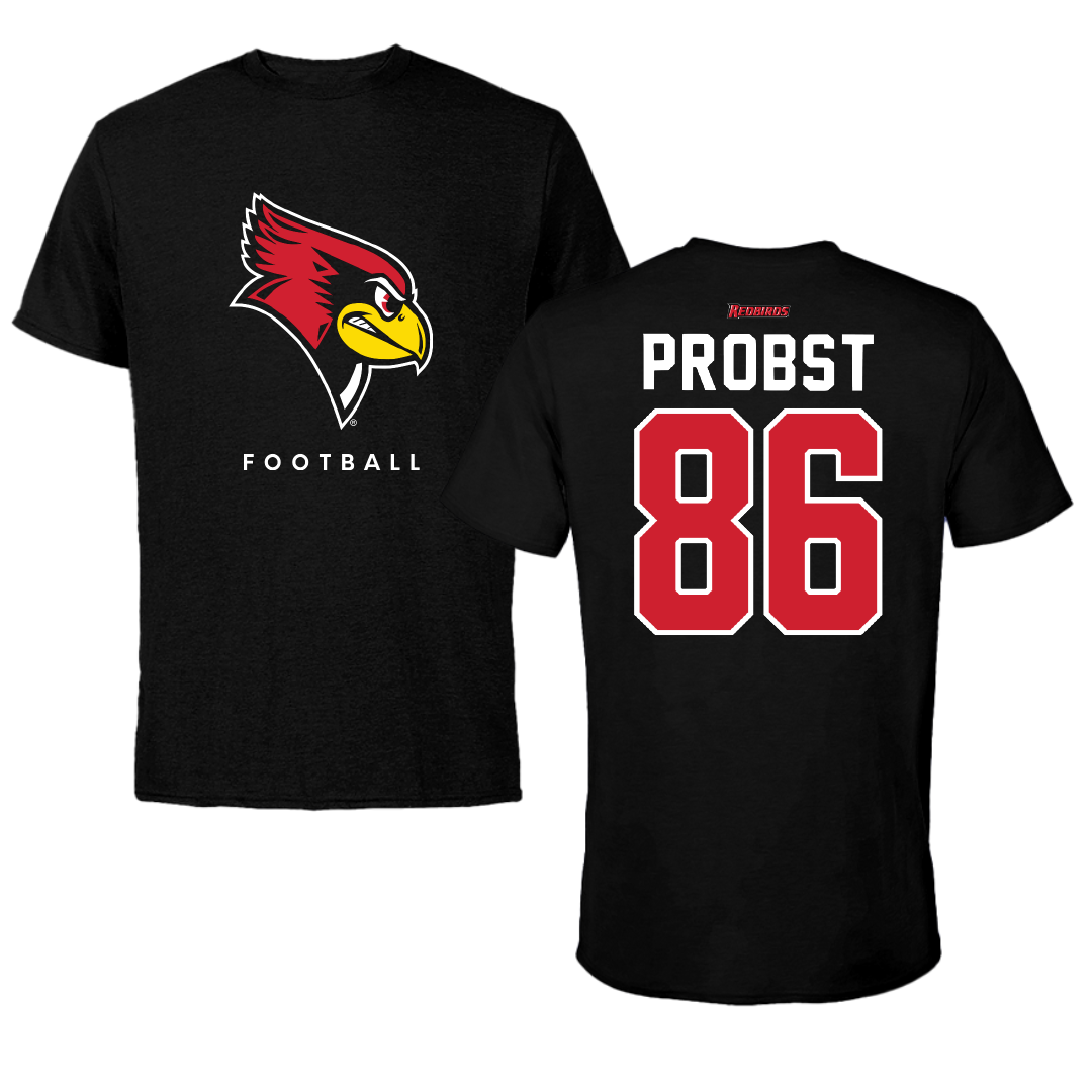 Illinois State University Football Black Tee - #86 Brady Probst