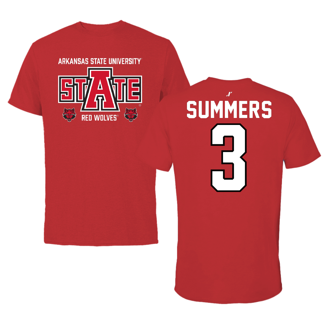 Arkansas State University Football Red General Tee - #3 Hunter Summers