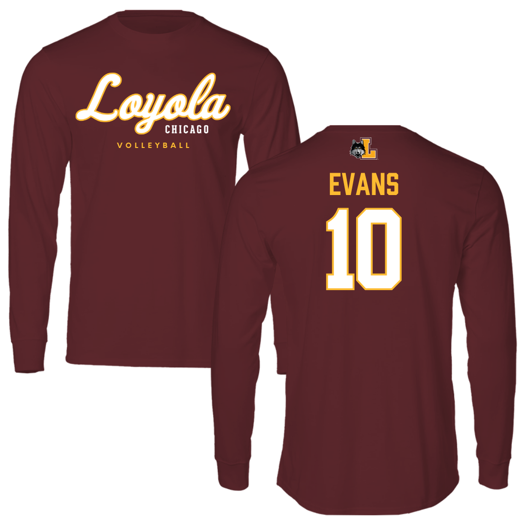 Loyola University-Chicago Volleyball Maroon Block Performance Long Sleeve - #10 Cooper Evans