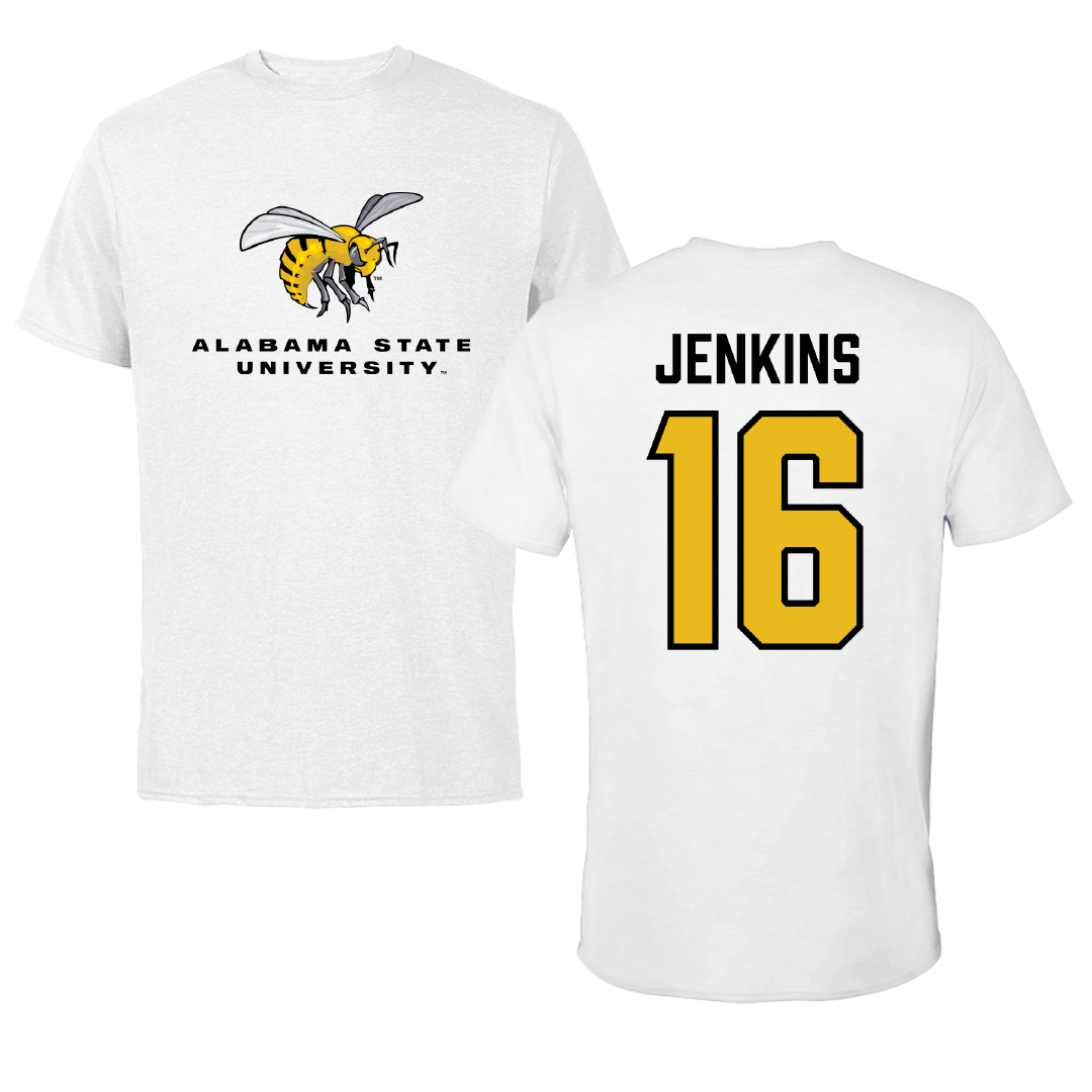 Alabama State University Baseball White Tee - #16 Quentin Jenkins