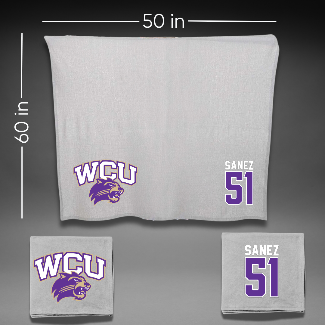 Western Carolina University Football Gray Blanket - #51 Aaron Sanez