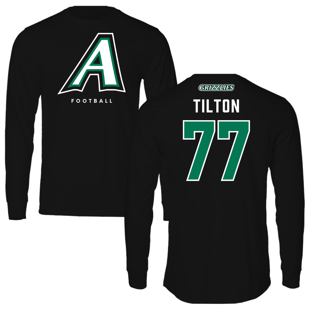 Adams State University Football Black Block Long Sleeve - #77 Wyatt Tilton