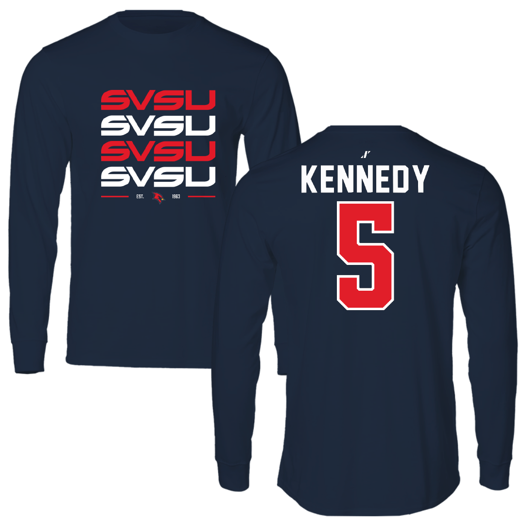 Saginaw Valley State University Football Navy General Long Sleeve - #5 Anthony Kennedy