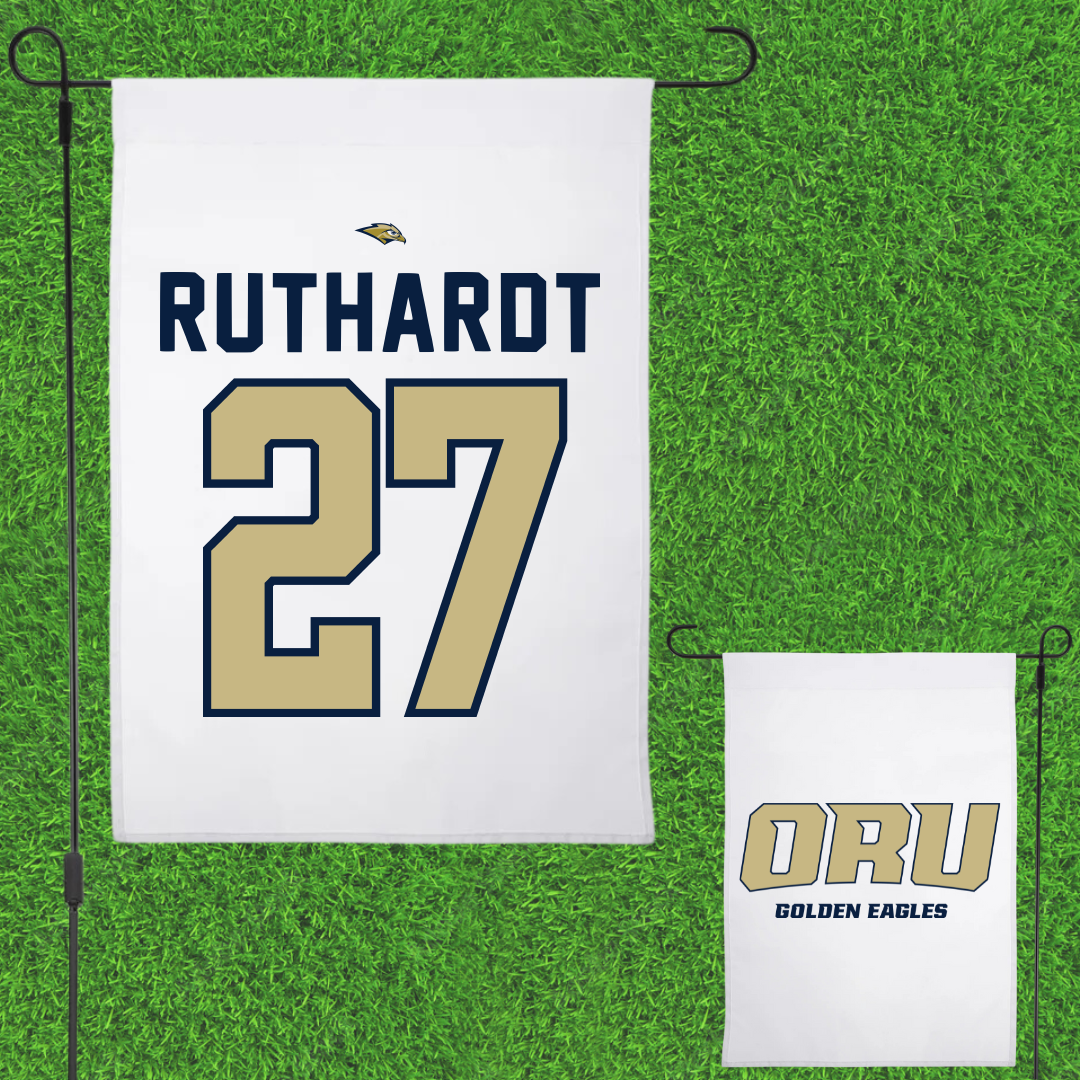 Oral Roberts University Baseball White Garden Flag - #27 Keaton Ruthardt