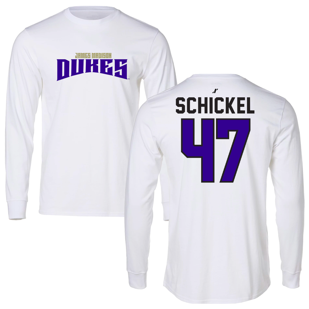 James Madison University Football White Classic Long Sleeve - #47 Kaden Schickel