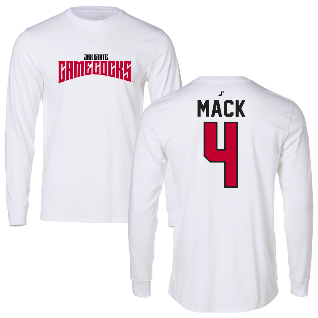 Jacksonville State University Football White Classics Performance Long Sleeve - #4 Jabari Mack