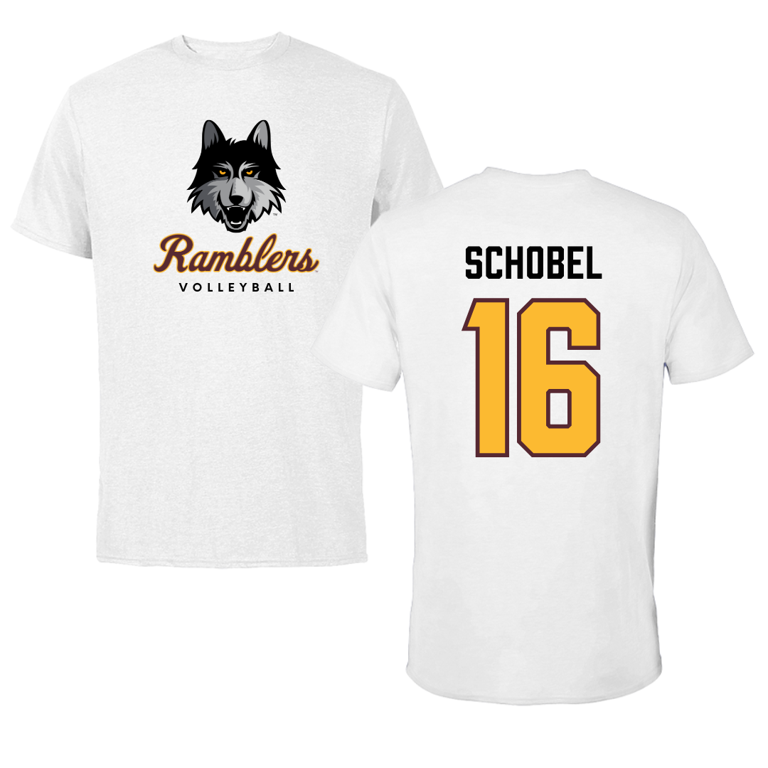 Loyola University-Chicago Volleyball White Ramblers Performance Tee - #16 Cole Schobel