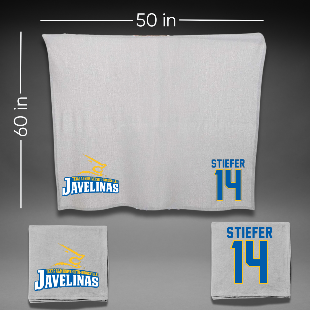 Texas A&M University-Kingsville Volleyball Gray Javelinas Blanket - #14 Meghan Stiefer