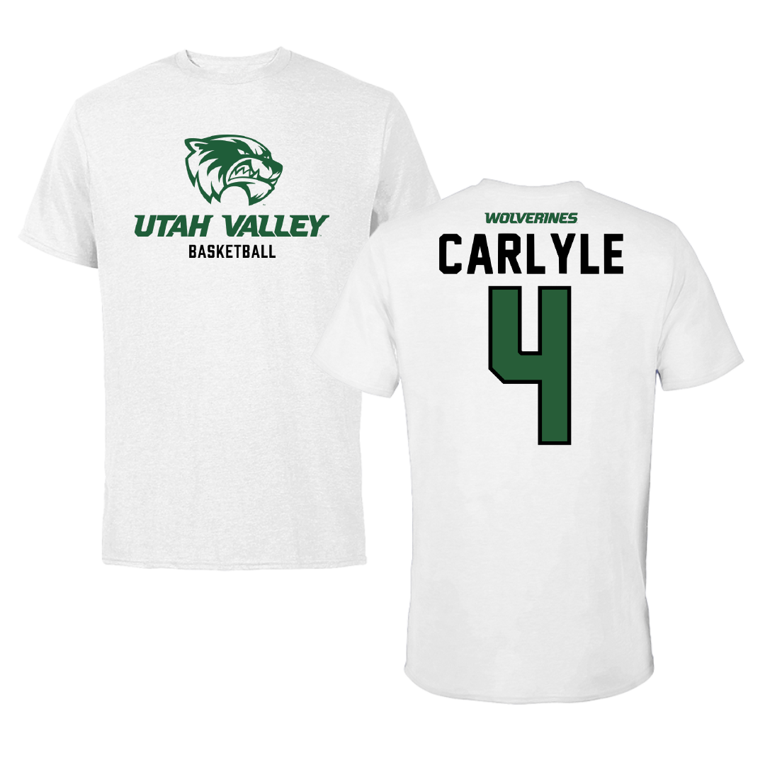 Utah Valley University Basketball White Performance Tee - #4 Kennedy Carlyle