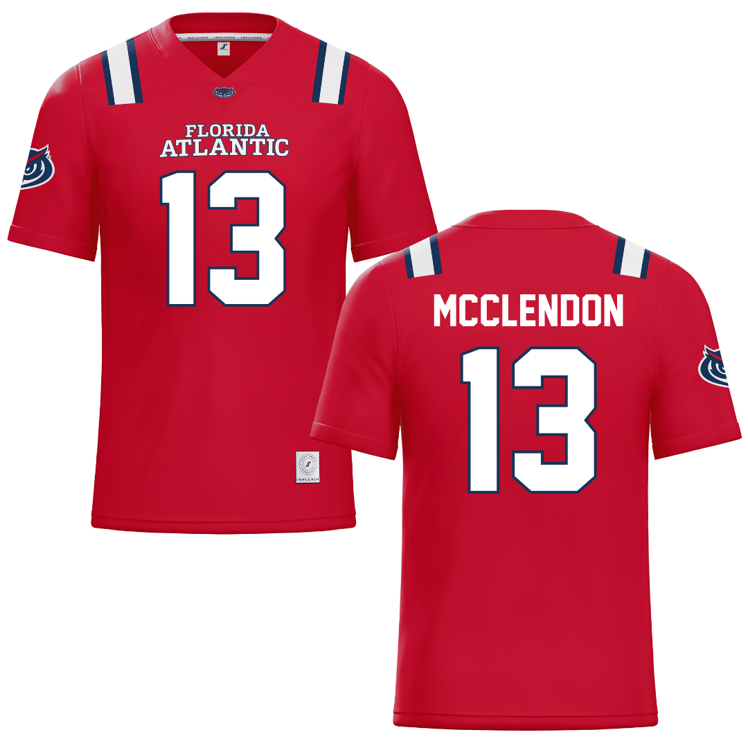 Florida Atlantic University Red Football Jersey - #13 Darius McClendon