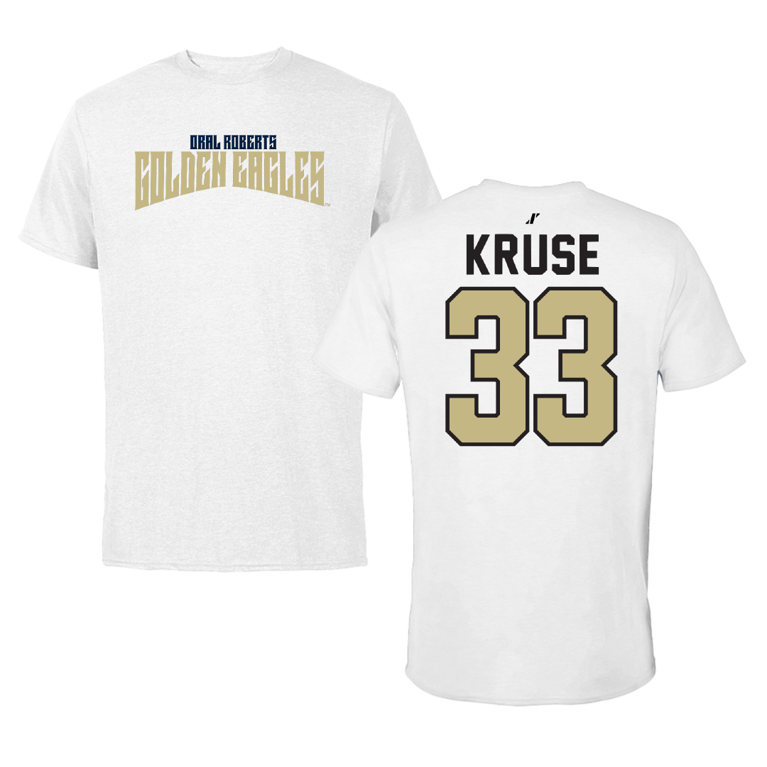Oral Roberts University Basketball White Classic Performance Tee - #33 Seth Kruse