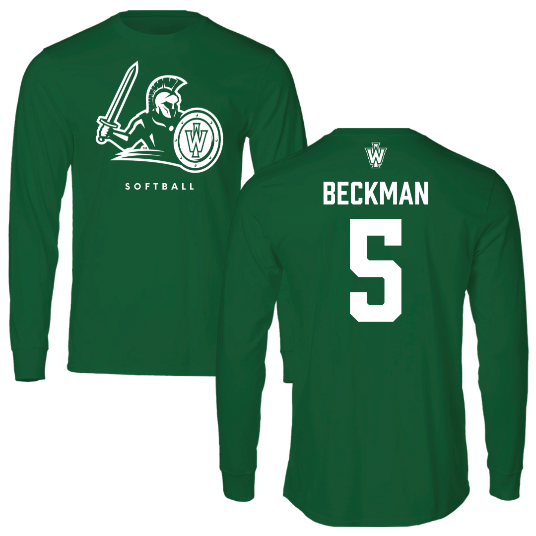 Illinois Wesleyan University Softball Kelly Green Performance Long Sleeve - #5 Anna Beckman