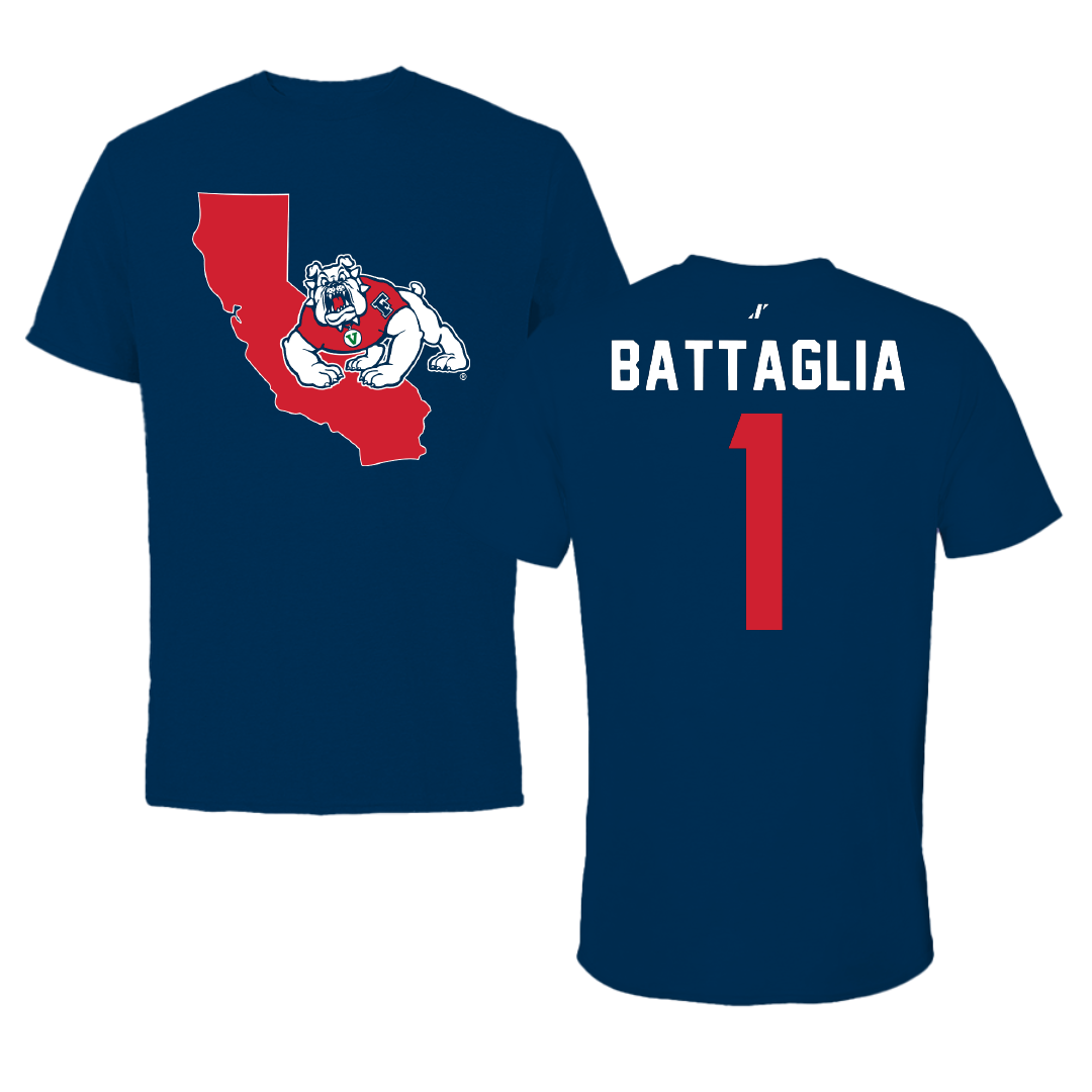 Fresno State University Soccer Navy State Tee - #1 Shivani Battaglia