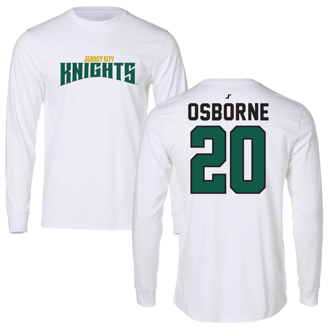 New Jersey City University Baseball White Classic Performance Long Sleeve - #20 Jeffrey Osborne