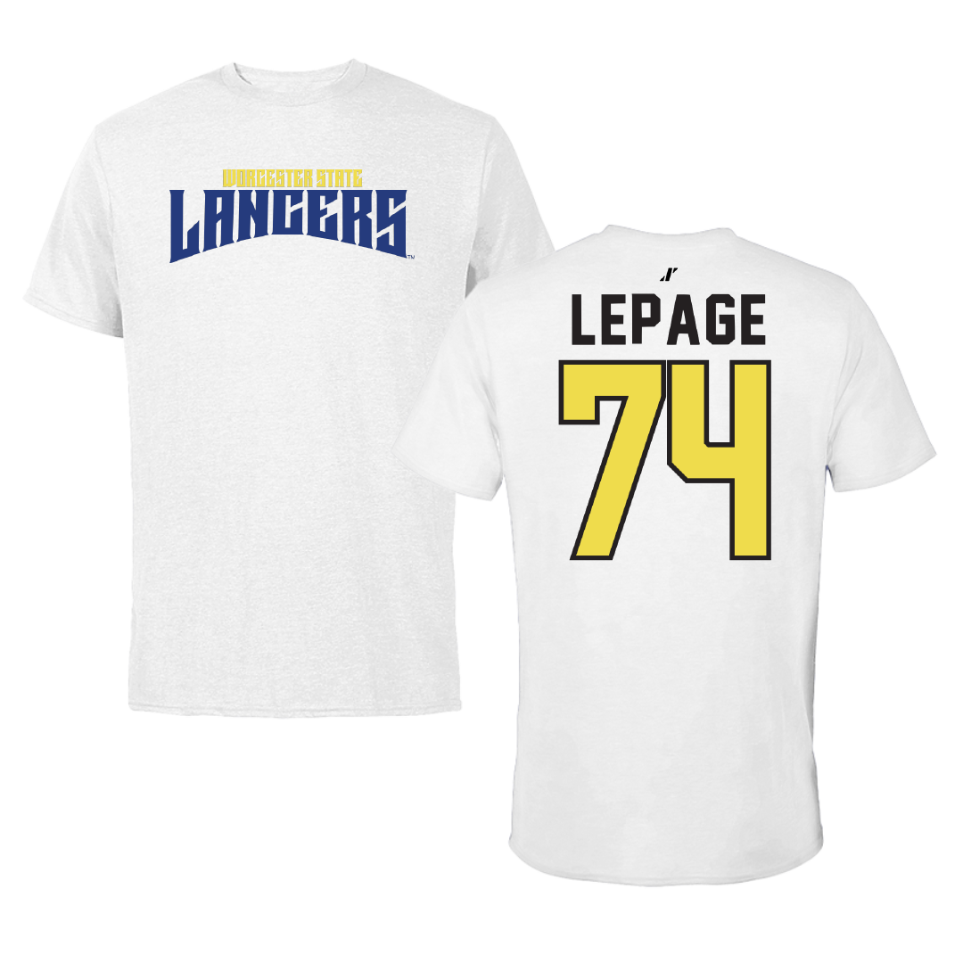 Worcester State University Football White Classic Performance Tee - #74 Gavin Lepage
