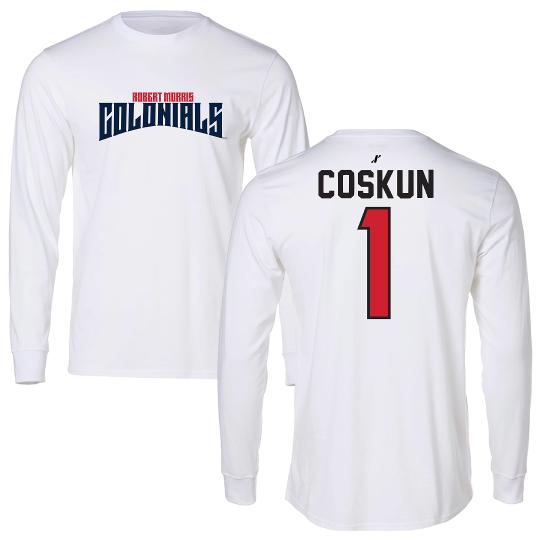 Robert Morris University Basketball White Classic Performance Long Sleeve - #1 Tuana Coskun