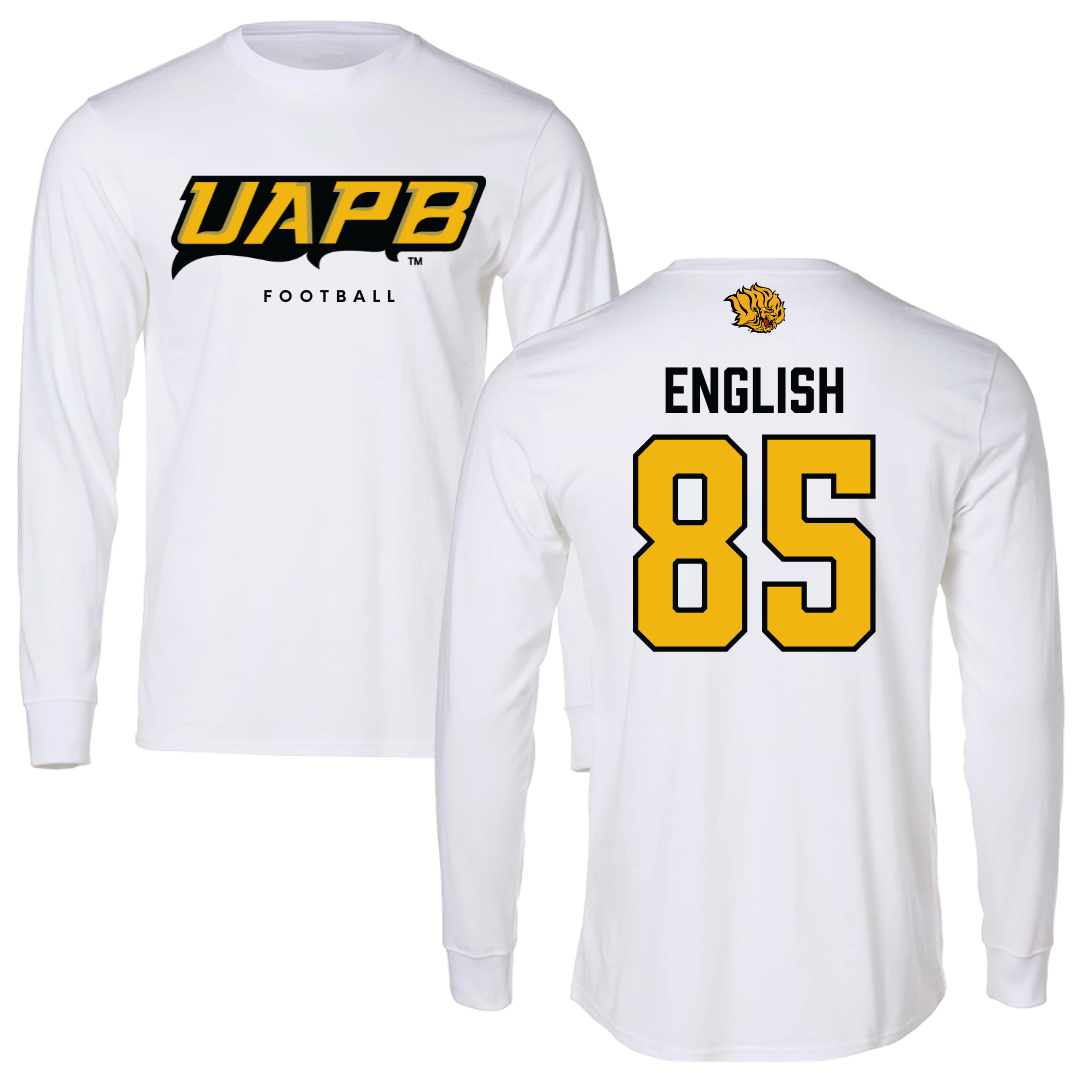 University of Arkansas-Pine Bluff Football White Performance Long Sleeve - #85 Kevin English