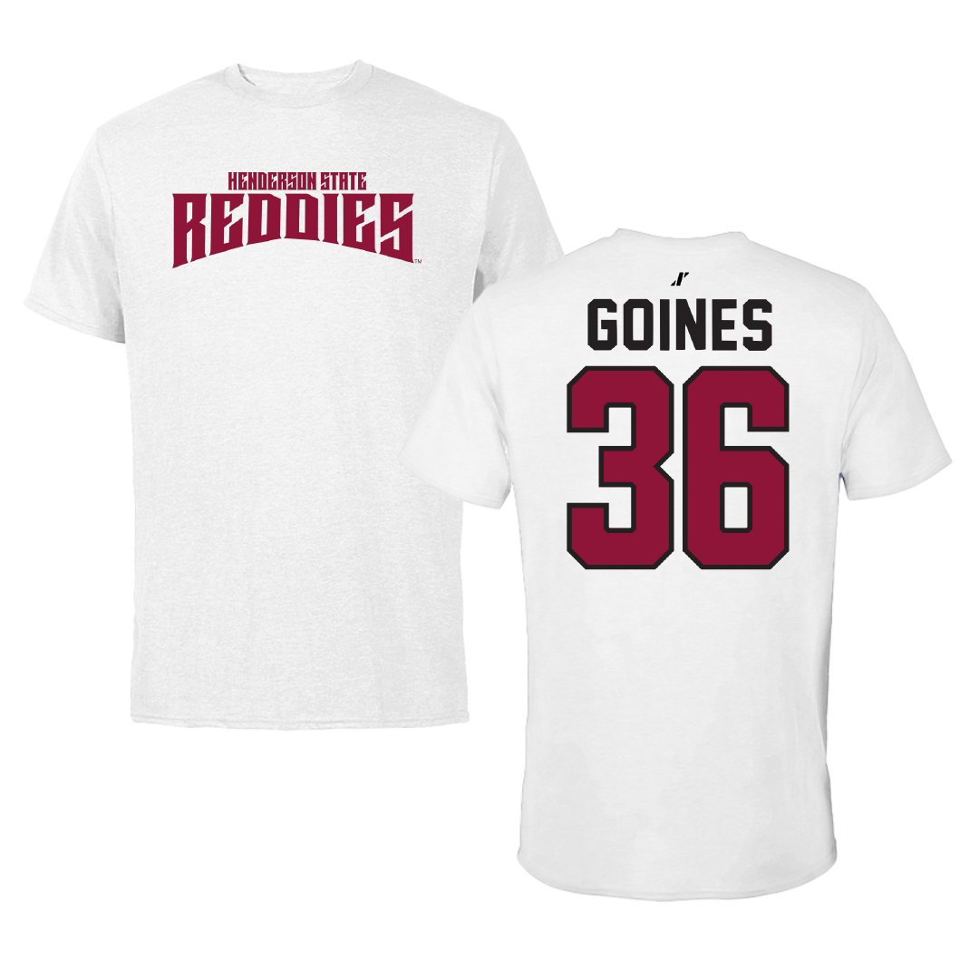 Henderson State University Baseball White Classic Tee - #36 Dawson Goines