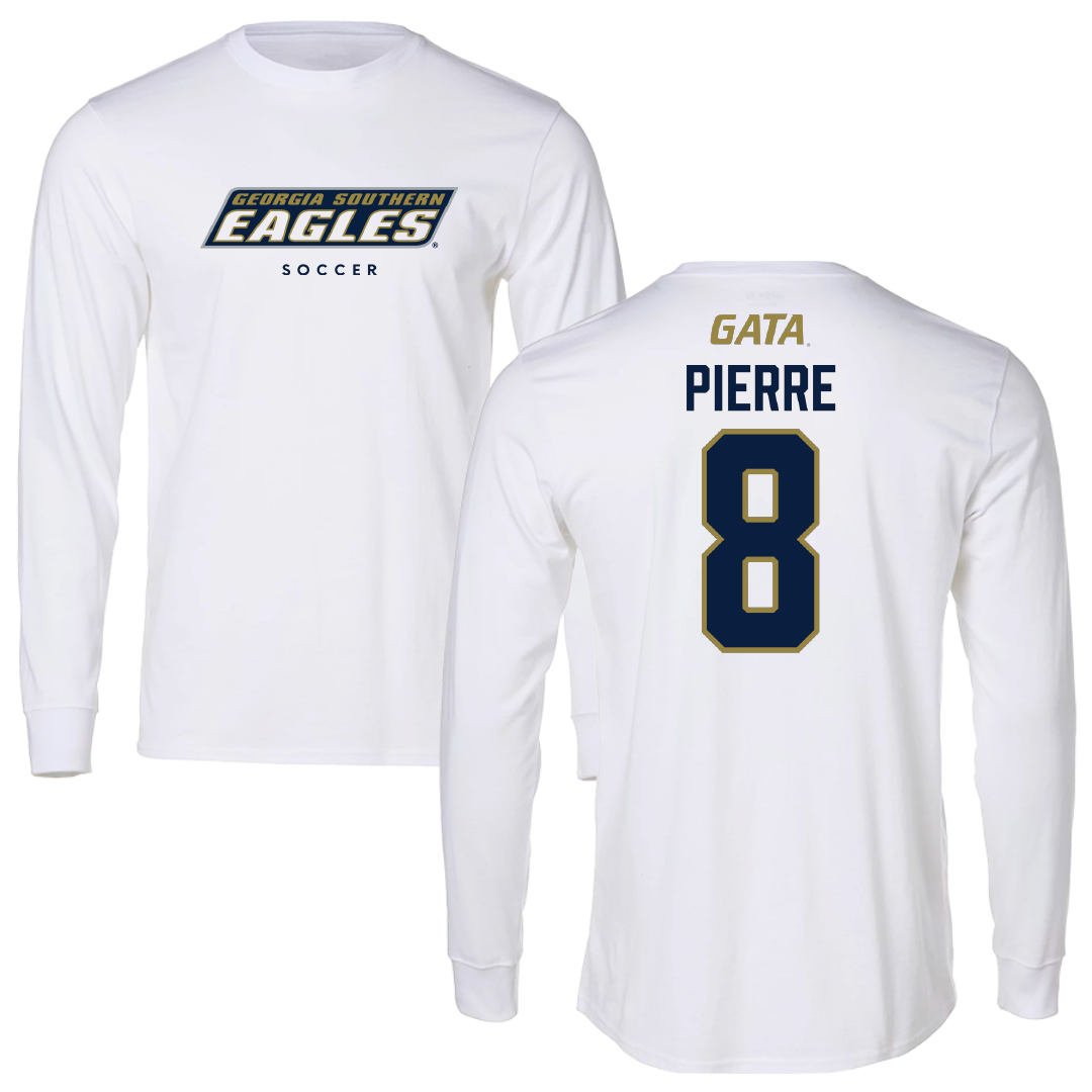 Georgia Southern University Soccer White Performance Long Sleeve - #8 Kevin Pierre