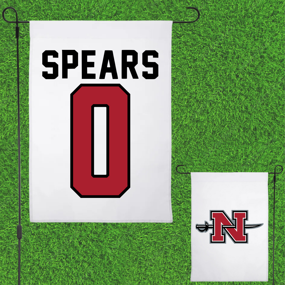 Nicholls State University Football White Garden Flag - #0 Jaylon Spears