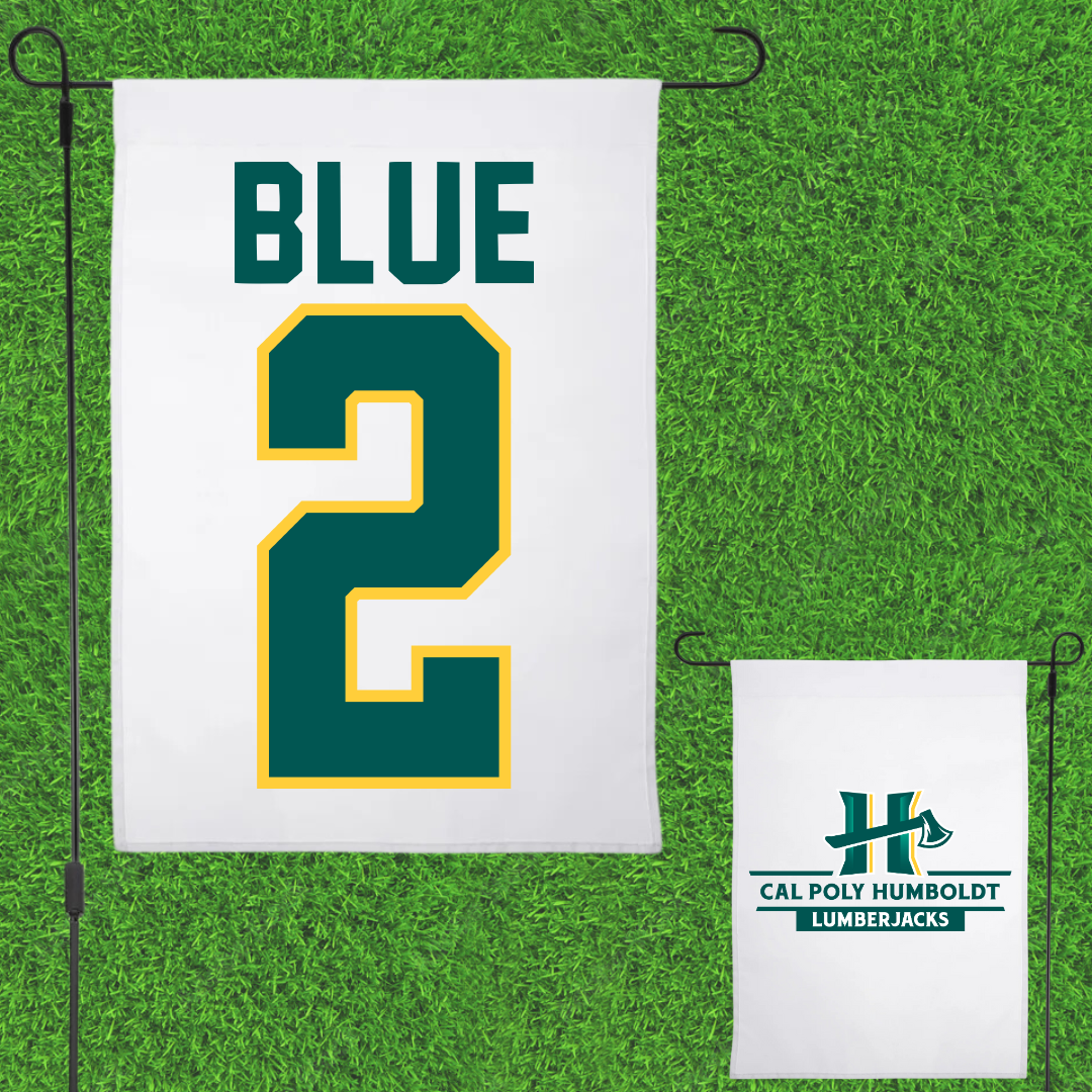 Cal Poly Humboldt Soccer White Garden Flag - #2 Alexis Blue